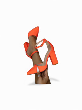 Escarpins orange P39 à bout pointu épais