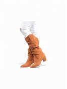 Bottes plissées P40 en daim couleur marron