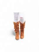 Bottes plissées P40 en daim couleur marron