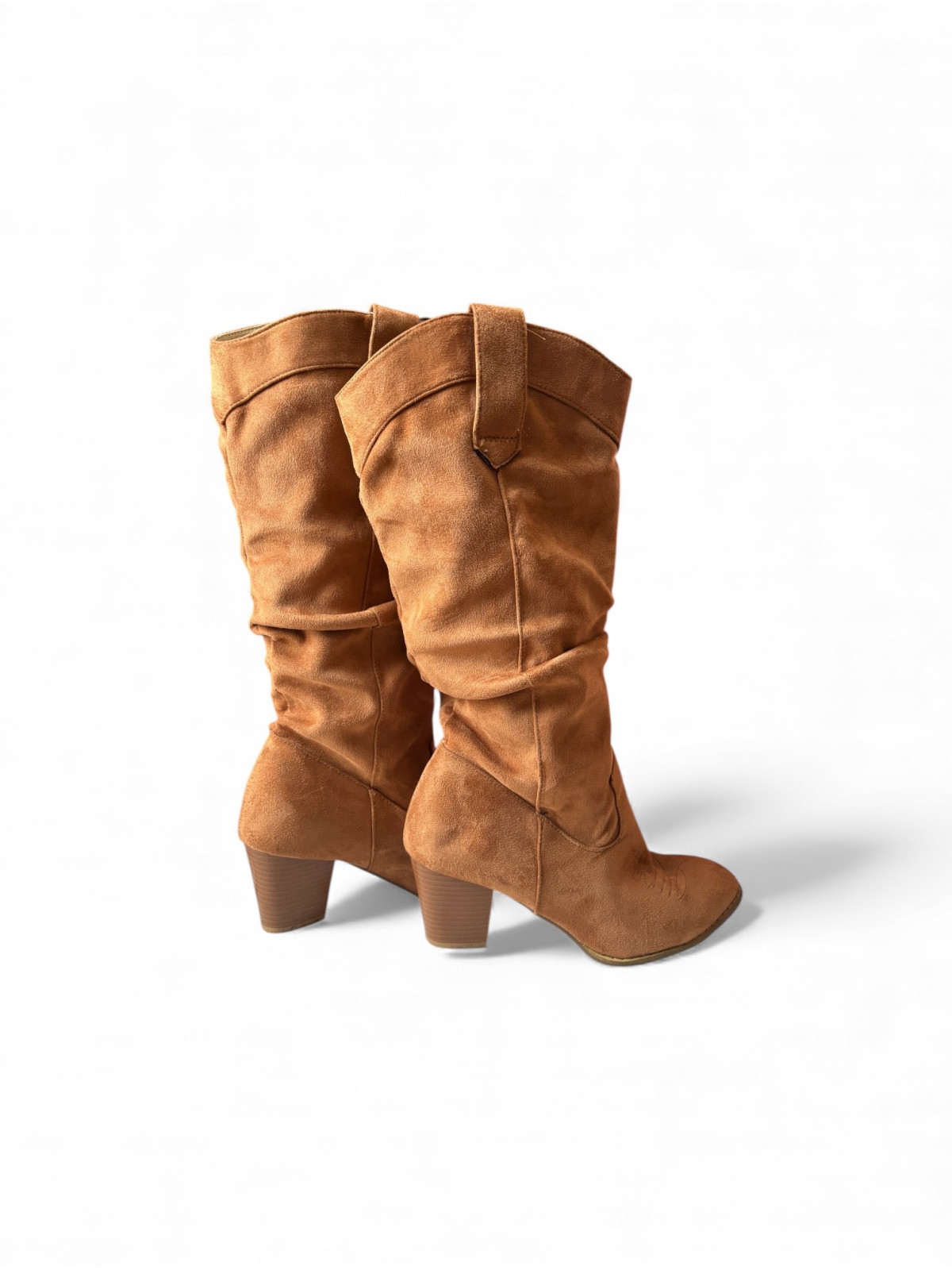 Bottes plissées P40 en daim couleur marron