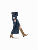 Bottes plissées P37 en daim couleur  taupe