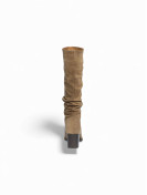 Bottes plissées P37 en daim couleur  taupe