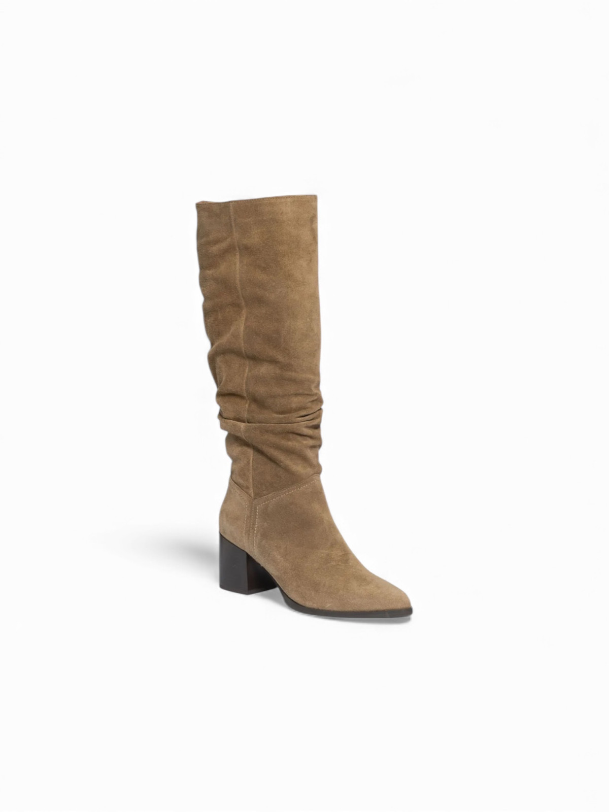 Bottes plissées P37 en daim couleur  taupe