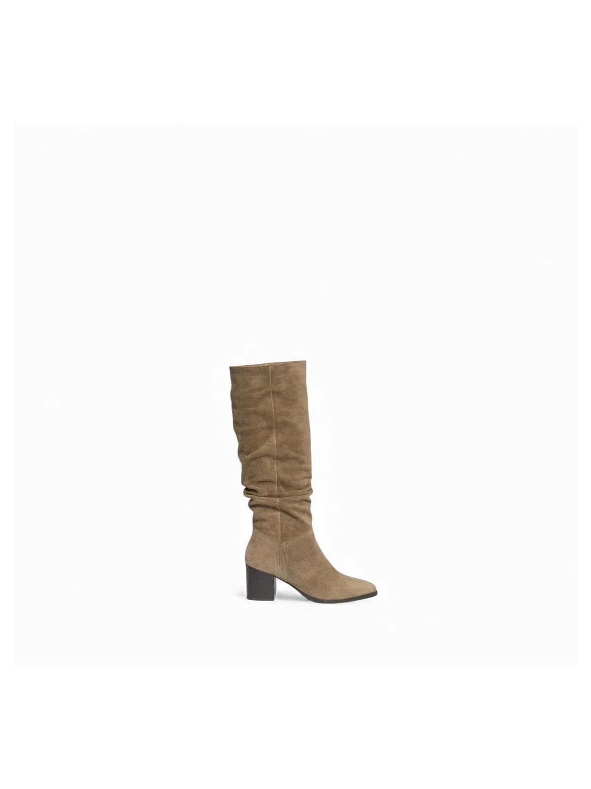 Bottes plissées P37 en daim couleur  taupe