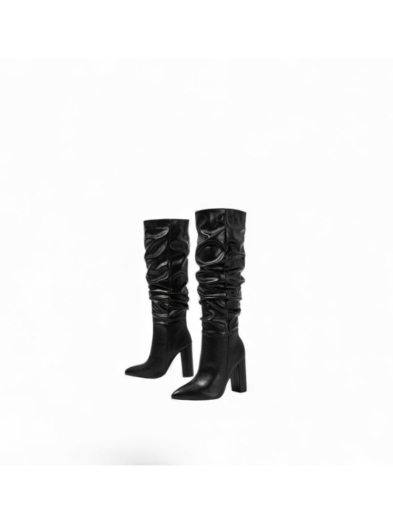 Bottes plissées P38 en daim couleur marron