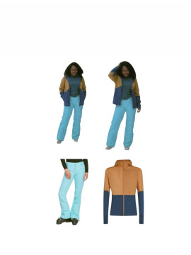 Ensemble tenue ski couleur vert,marron