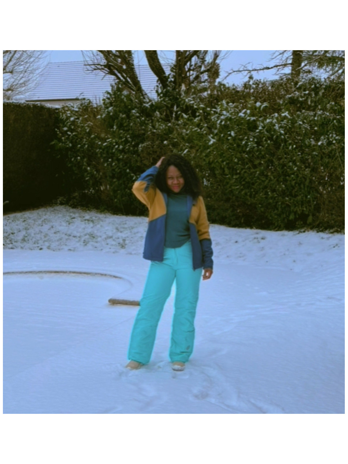 Ensemble tenue ski couleur vert,marron