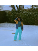 Ensemble tenue ski couleur vert,marron