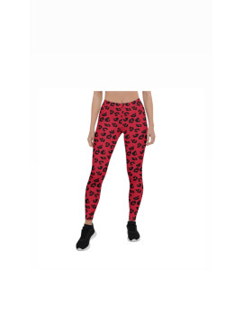 Legging léopard couleur  rouge noir