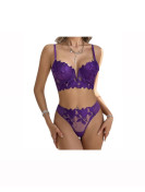 Lingerie ensemble 2 pièces push up en dentelle couleur  violette