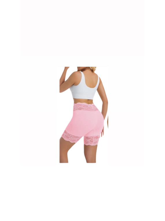 Culotte style legging court en dentelle couleur rose