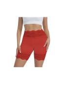 Culotte style legging court en dentelle couleur rouge