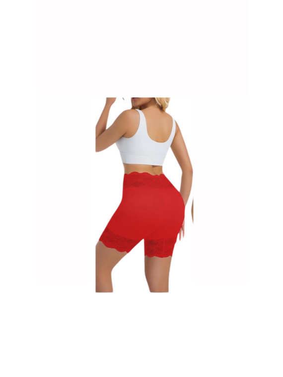 Culotte style legging court en dentelle couleur rouge