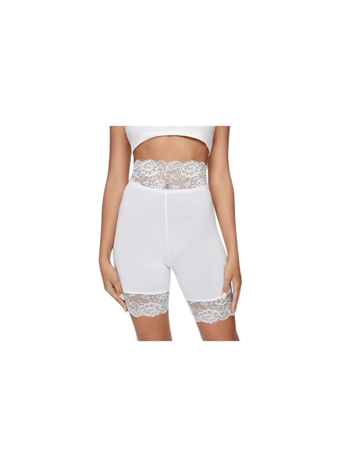 Culotte style legging court en dentelle couleur blanc