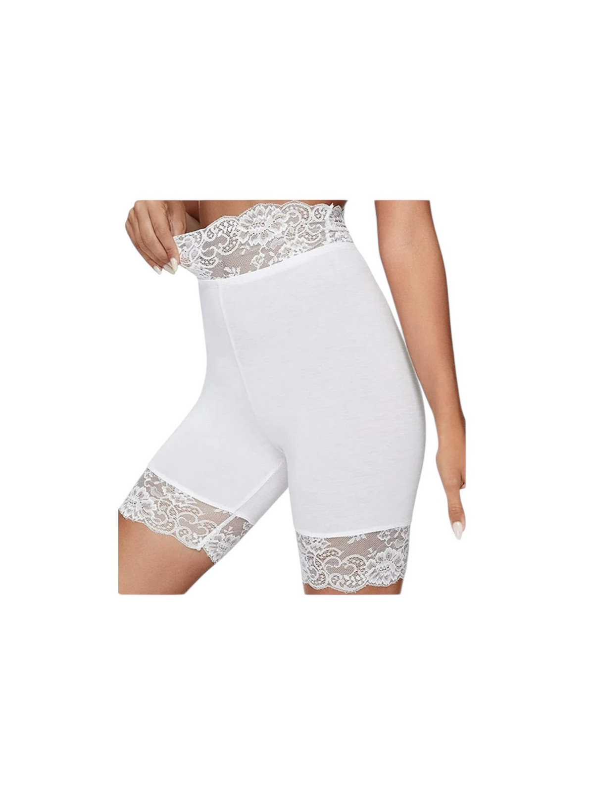 Culotte style legging court en dentelle couleur blanc