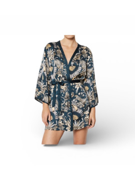 Kimono en satin à motifs animaux