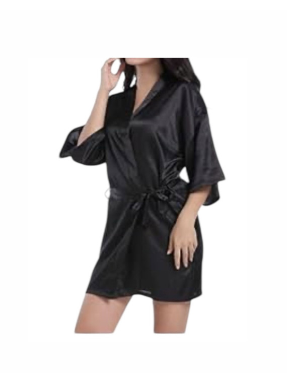 Kimono en satin noir