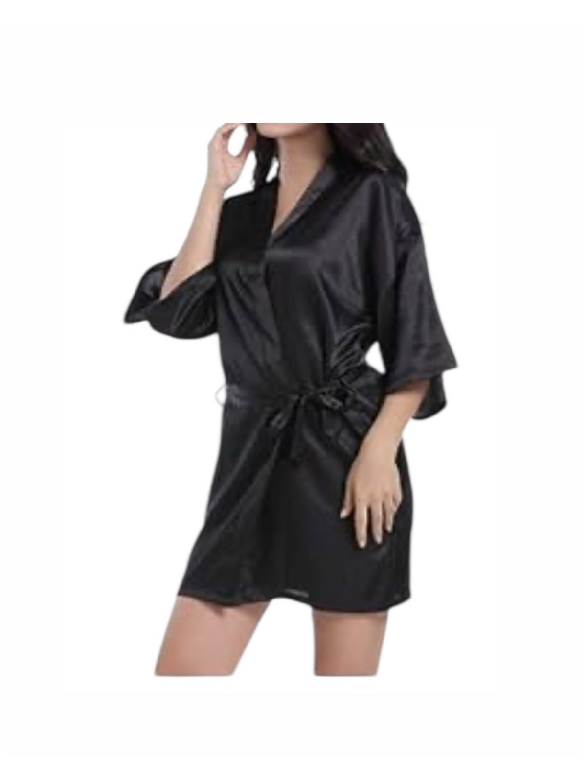 Kimono en satin noir