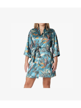 Kimono en satin à motifs fleuri