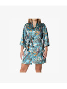 Kimono en satin à motifs fleuri