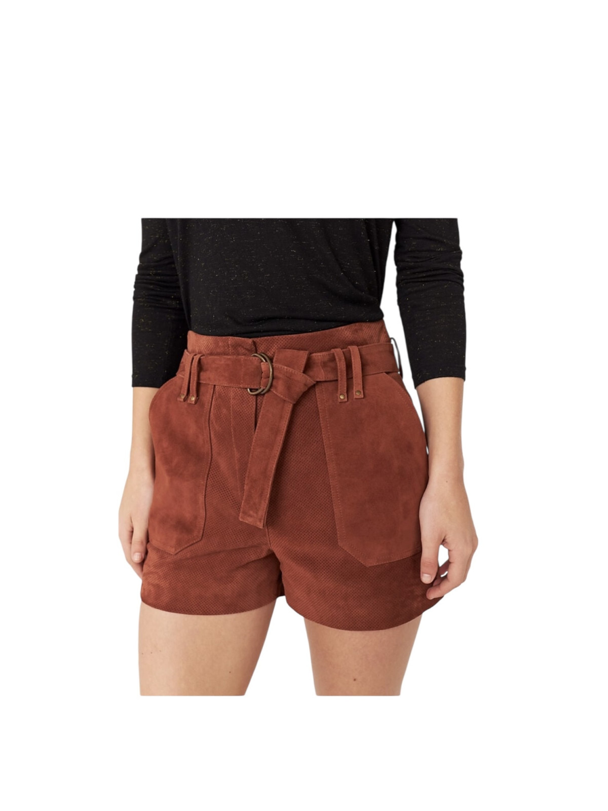 Short en velour couleur marron clair