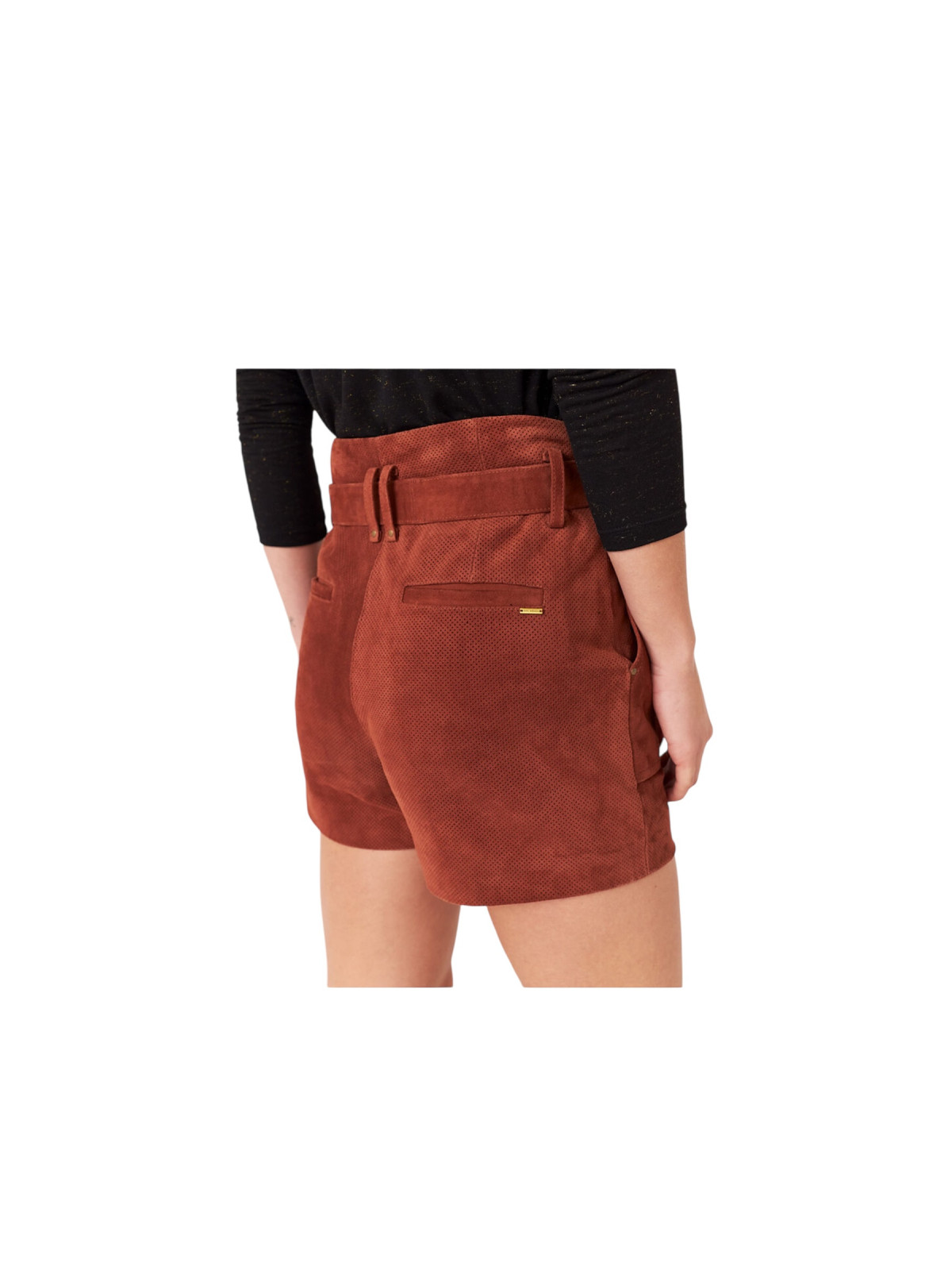 Short en velour couleur marron clair
