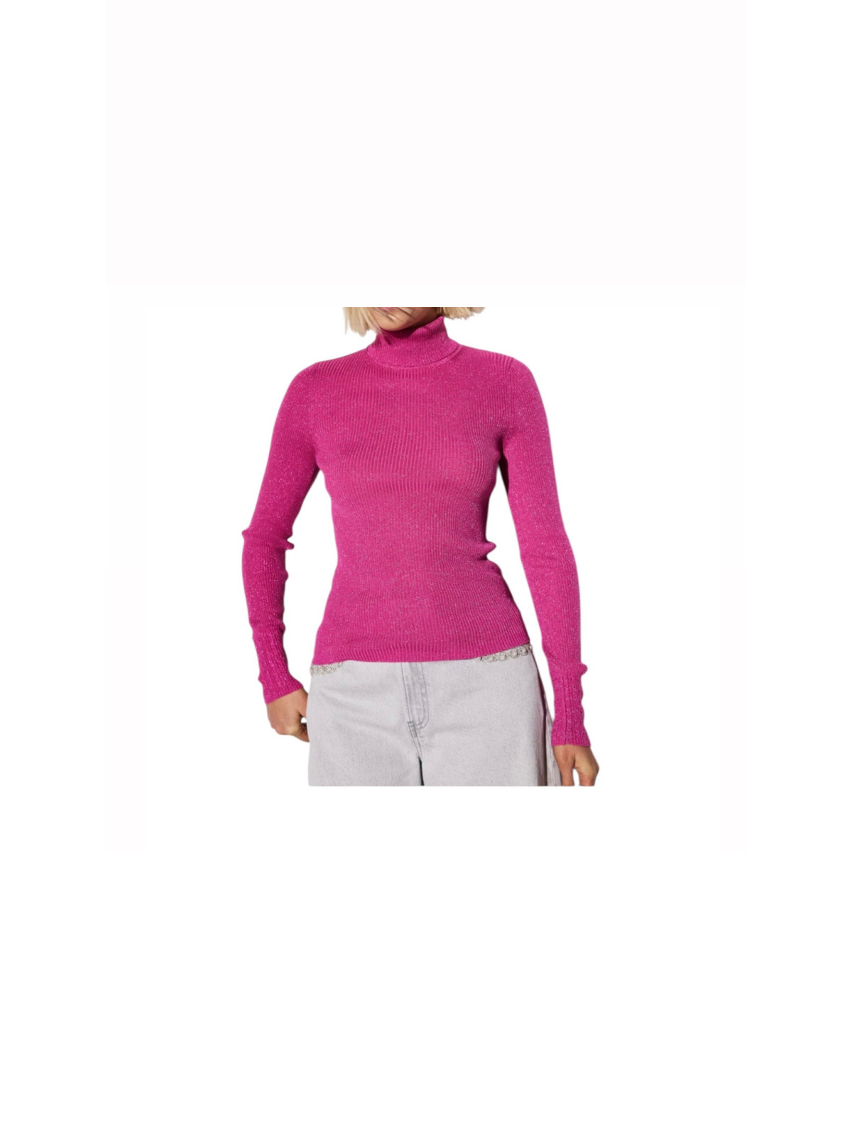 Haut moulant long manche col V rose