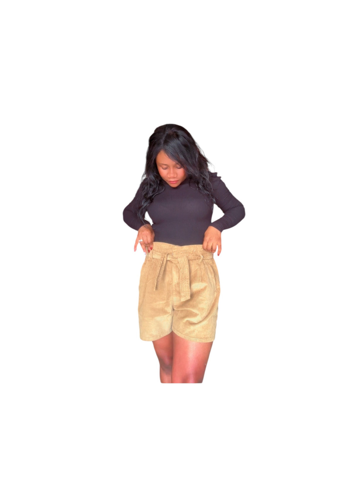 Haut moulant long manche col V  noir