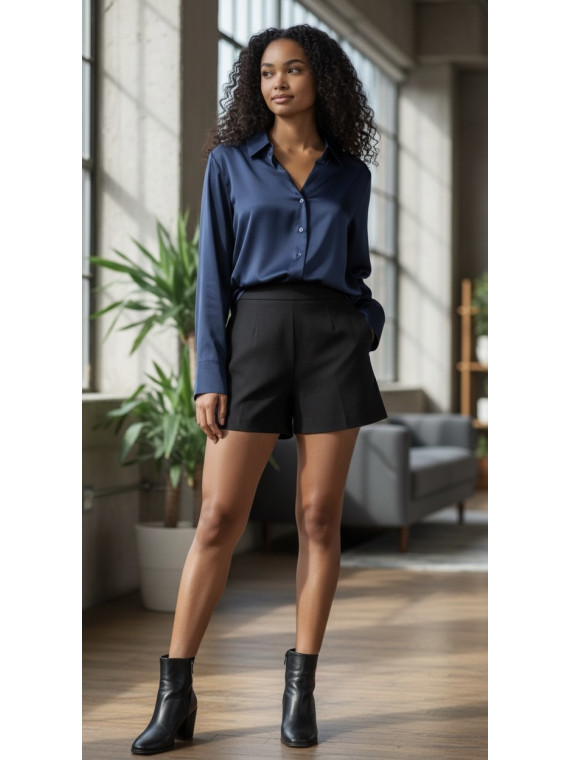 Ensemble chemise bleu et short noir
