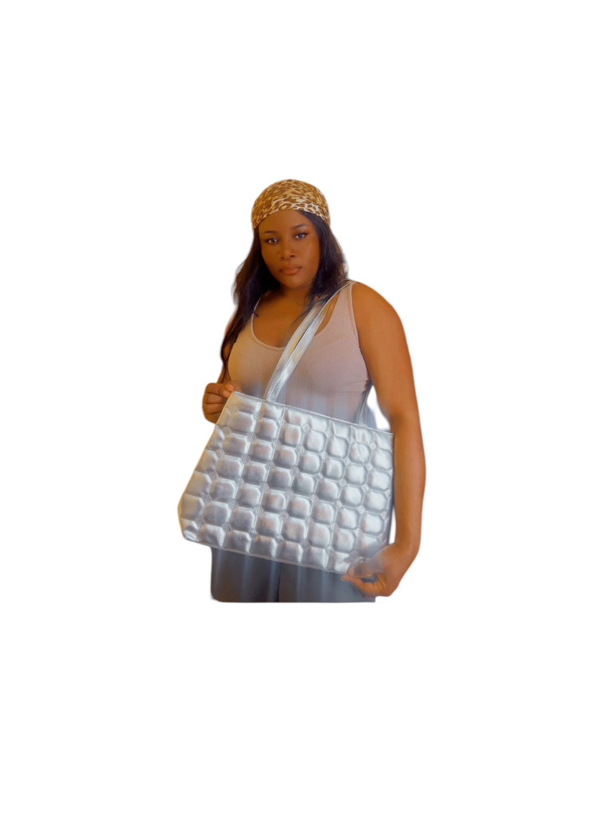 Sac fourre-tout matelassé couleur gris