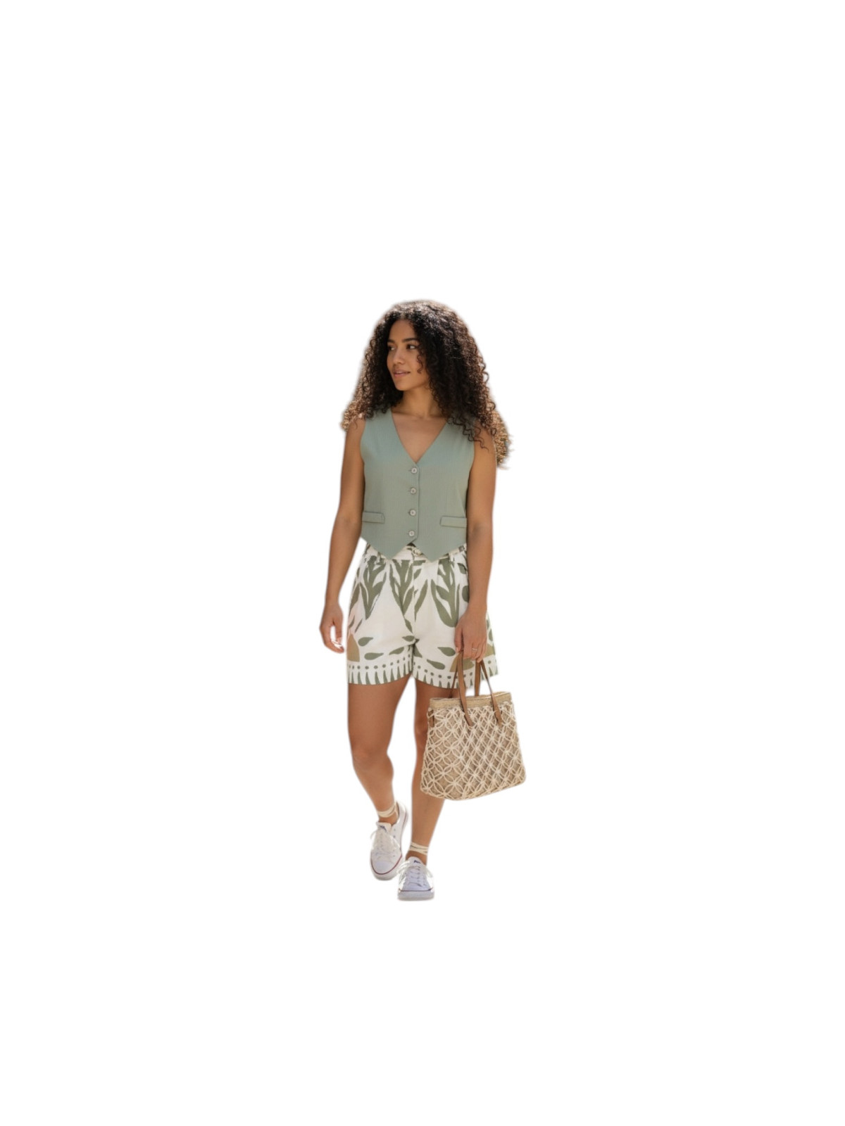 Ensemble haut et short couleur vert blanc