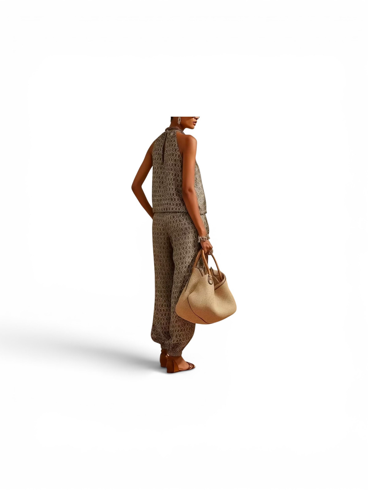 Ensemble d'été sans manches pour femme à imprimé crocodile