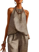 Ensemble d'été sans manches pour femme à imprimé crocodile