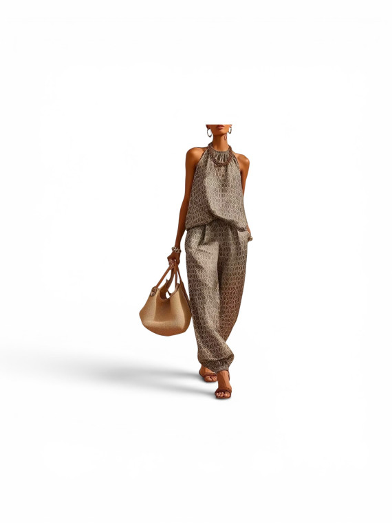 Ensemble d'été sans manches pour femme à imprimé crocodile