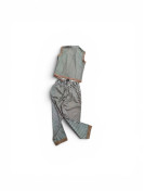 Ensemble de pantalon pour femme printemps-été : gilet fin rayé élégant et tendance avec bordure en dentelle
