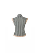 Ensemble de pantalon pour femme printemps-été : gilet fin rayé élégant et tendance avec bordure en dentelle
