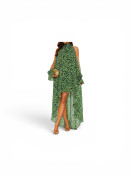 Robe longue en mousseline de soie à manches bouffantes Imprimer léopard