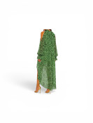 Robe longue en mousseline de soie à manches bouffantes Imprimer léopard