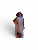 Robe longue en mousseline de soie à manches bouffantes imprimer fleurs