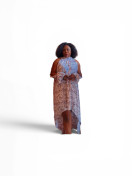 Robe longue en mousseline de soie à manches bouffantes imprimer fleurs