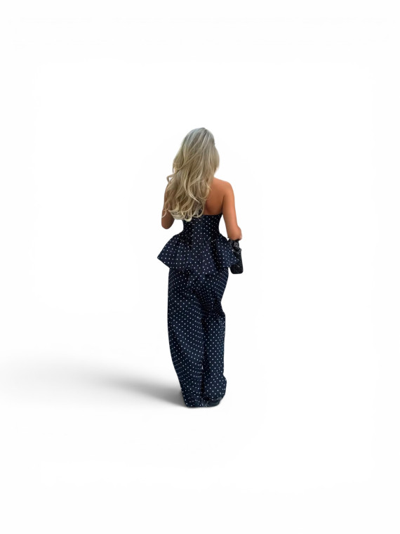 Ensemble Tendance: Haut Rétro Français à Carreaux et Col V, dos Nu Pantalon Large Sans Manches Amincissant la Taille