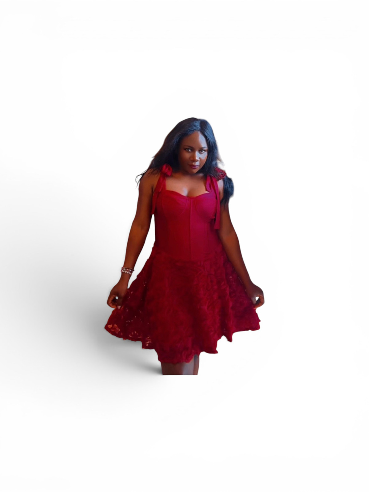 Robe de soirée sirène sans bretelles en satin cintrée à la taille, élégante et romantique, avec floraux