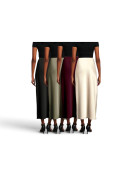 Lots des Jupes longue en satin 4 couleurs blanc ,rouge bordeaux,vert ,noir