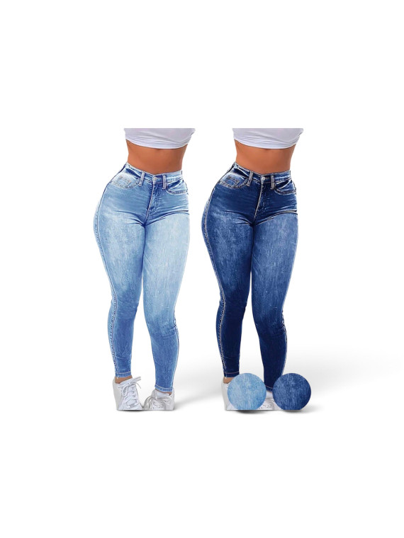 Lots de 2 Pentalon jeans taille haute