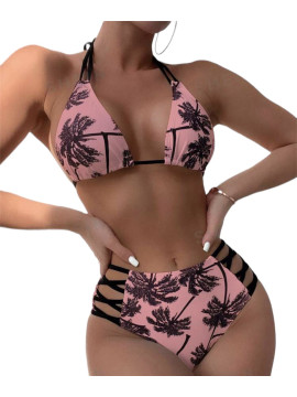 Maillot imprimé tropical rose