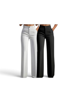 Lots de 2 pantalons tailleur ,,taille haute couleur blanc et noir