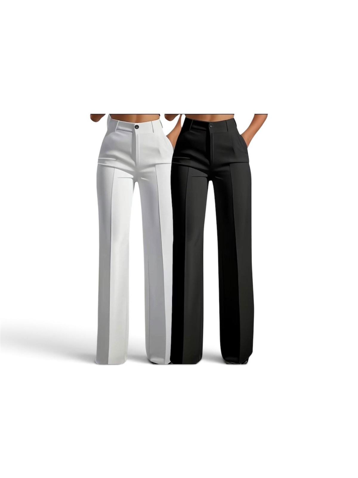 Lots de 2 pantalons tailleur ,,taille haute couleur blanc et noir