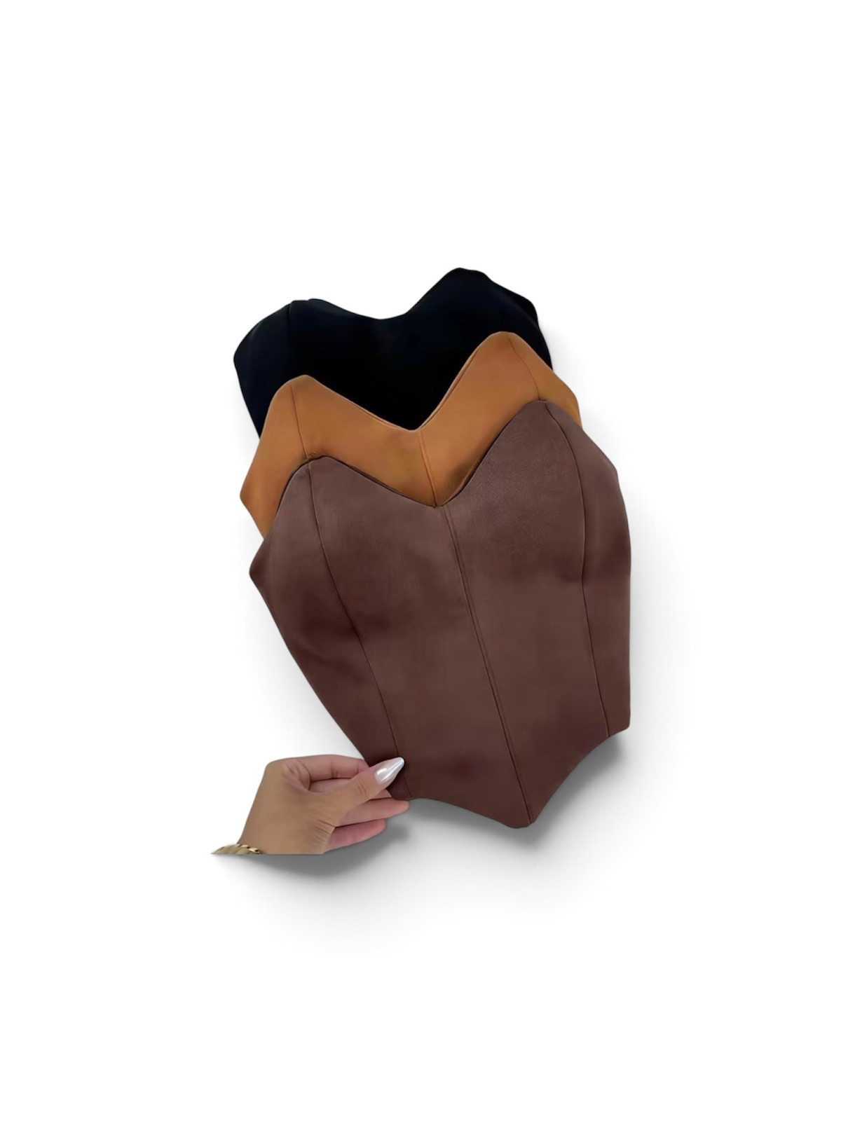 Lots de de 3 hauts sans dos tubulaires couleur marron foncé et clair,et noir