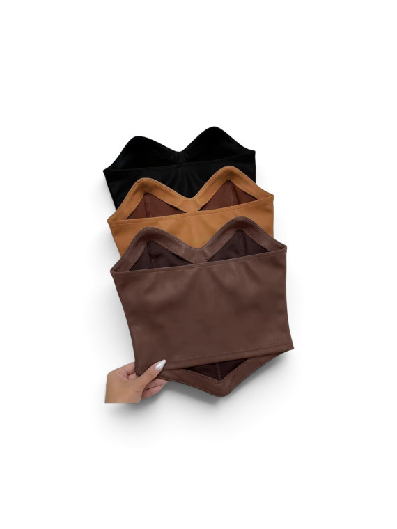 Lots de de 3 hauts sans dos tubulaires couleur marron foncé et clair,et noir