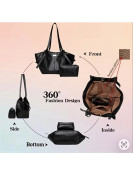 Ensemble Sac fourre tout léger à motifs tisser couleur noir avec petite trousse